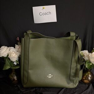 Coach Green Leather Tote Bag